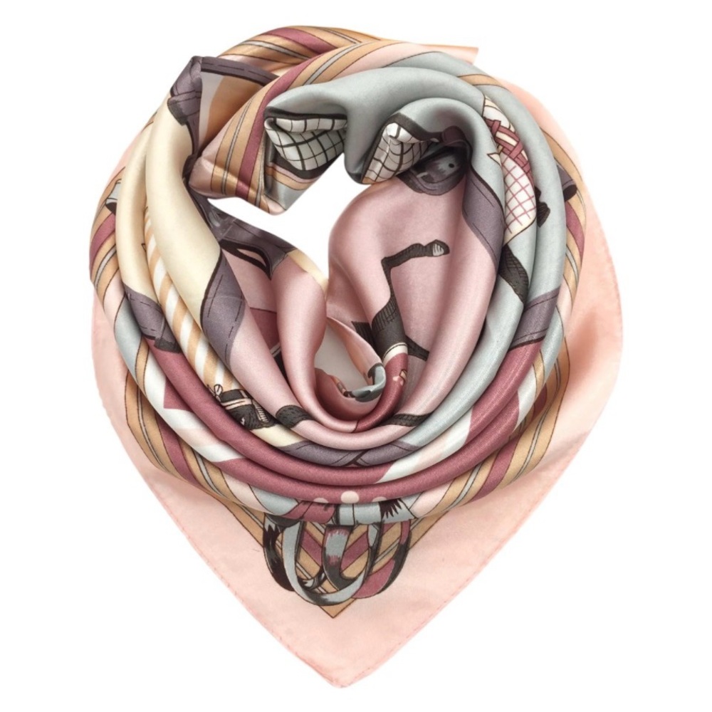 Equestrian Print Silk-Feel Head Scarf 35X35 - Picture 7 of 7